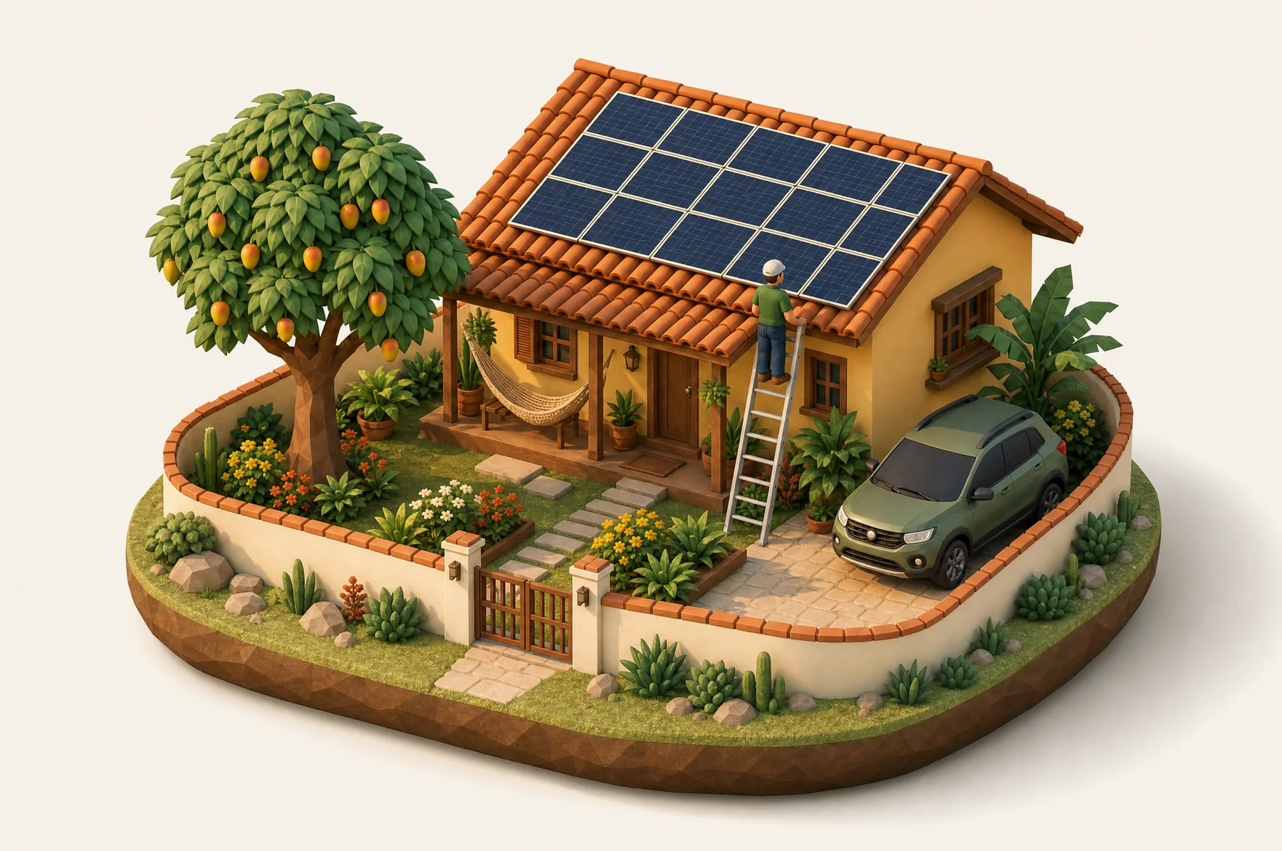 Casa com painéis solares