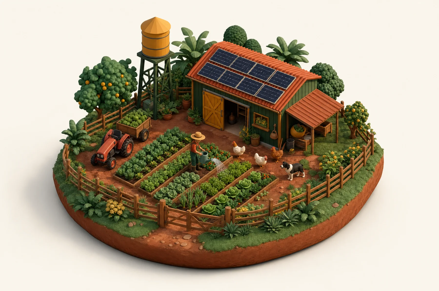 Sítio com painéis solares no galpão